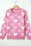 Pearl Trim Heart Round Neck Long Sleeve Sweater - Trendsi - Flyclothing LLC