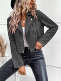 Suede Moto Jacket with Zip Detail - Trendsi - Flyclothing LLC
