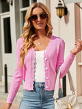 Button Up Long Sleeve Cardigan - Trendsi - Flyclothing LLC