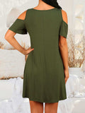 Round Neck Cold Shoulder Short Sleeve Dress - Trendsi - Flyclothing LLC