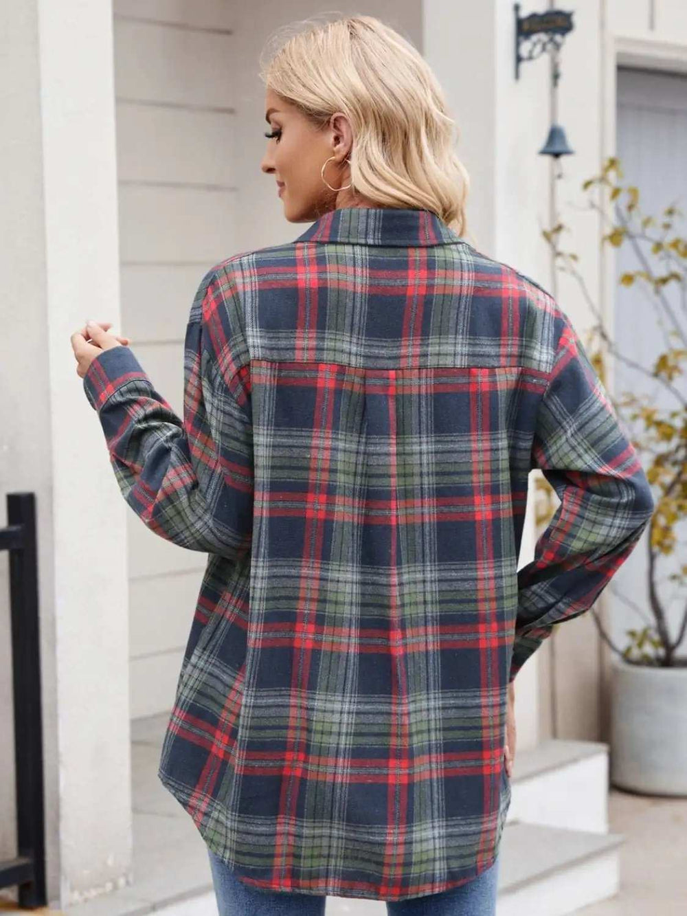 Plaid Button Up Long Sleeve Shirt - Trendsi - Flyclothing LLC