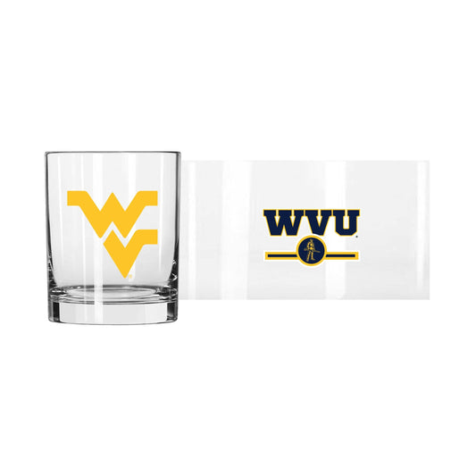 West Virginia 14oz Letterman Rocks Glass - Logo Brands - Flyclothing LLC
