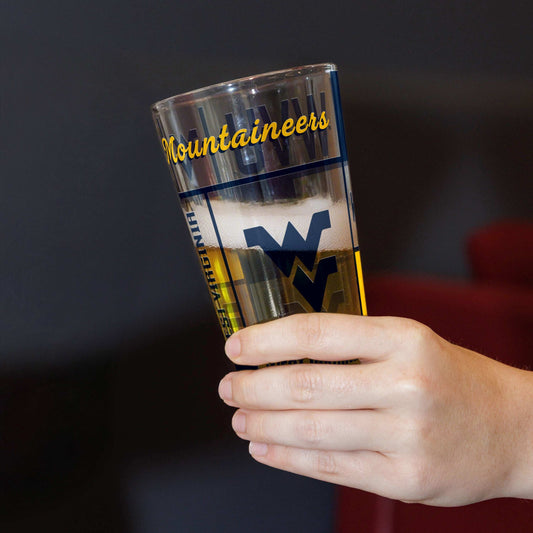 West Virginia 16oz Quilted Stained Pint Glass - Logo Brands - Flyclothing LLC