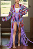 Fringe Tied Long Sleeve Cardigan - Trendsi - Flyclothing LLC