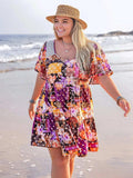 Plus Size Printed Round Neck Short Sleeve Dress - Trendsi - Flyclothing LLC