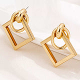 18K Gold-Plated Geometric Square Hoop Earrings - Trendsi - Flyclothing LLC