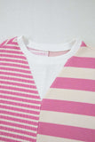 High-Low Striped Round Neck Short Sleeve T-Shirt - Trendsi - Flyclothing LLC