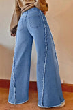 Raw Hem Wide Leg Jeans with Pockets - Trendsi - Flyclothing LLC
