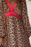 Leopard V-Neck Long Sleeve Maxi Dress - Trendsi - Flyclothing LLC