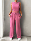 Mock Neck Sleeveless Top and Drawstring Pants Set - Trendsi - Flyclothing LLC