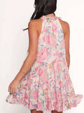 Floral Print Sleeveless Tiered Mini Dress - Trendsi - Flyclothing LLC