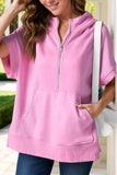 Half Zip Short Sleeve Hoodie - Trendsi - Flyclothing LLC