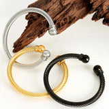 Stainless Steel Twisted Cable Cuff Bracelet - Trendsi - Flyclothing LLC