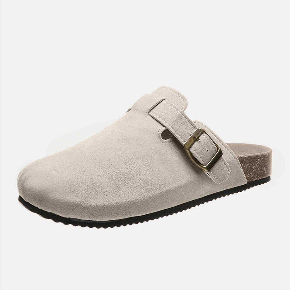 Suede Closed Toe Buckle Slide - Trendsi - Flyclothing LLC