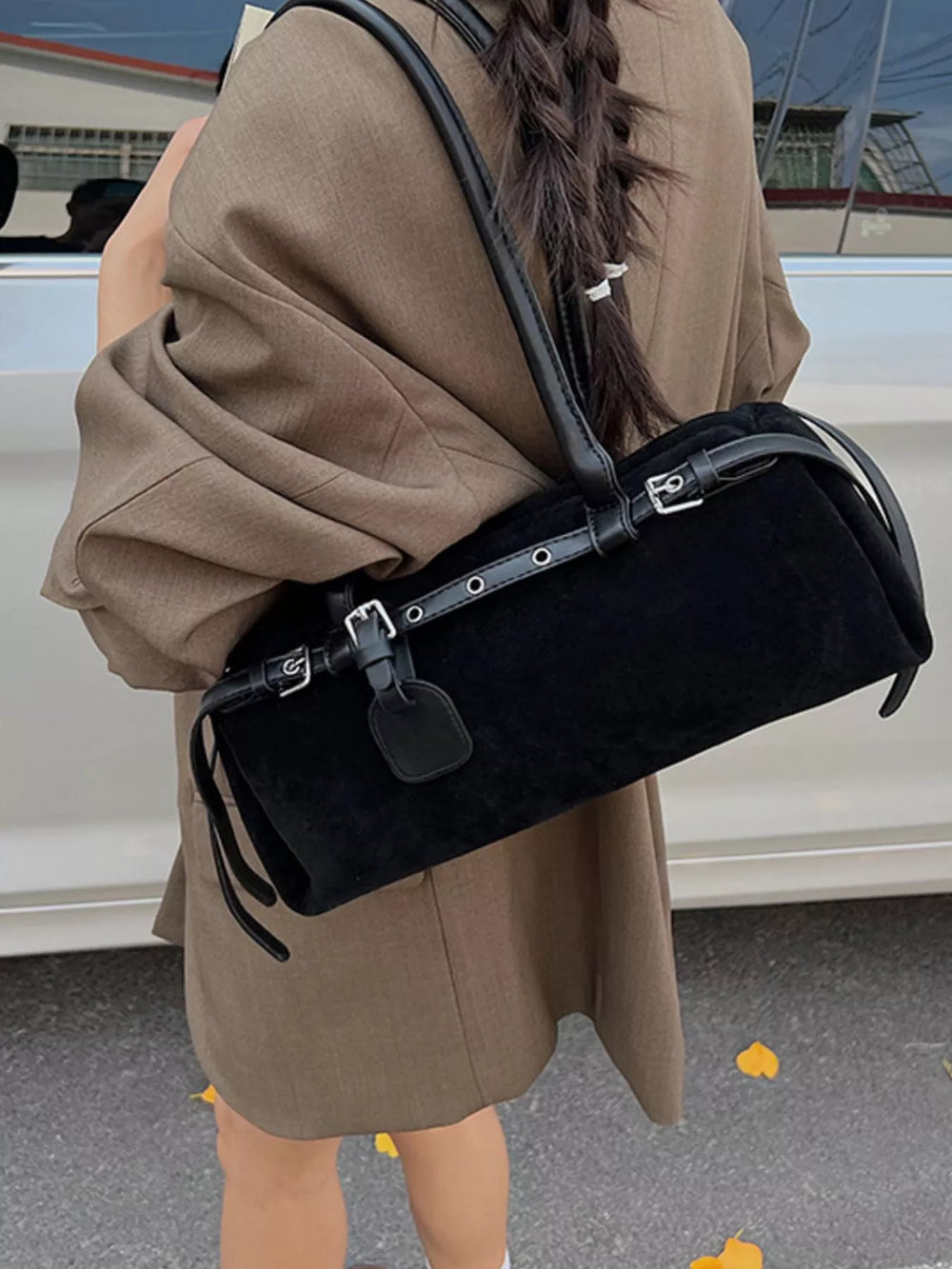 Buckle Decor Shoulder Bag - Trendsi - Flyclothing LLC