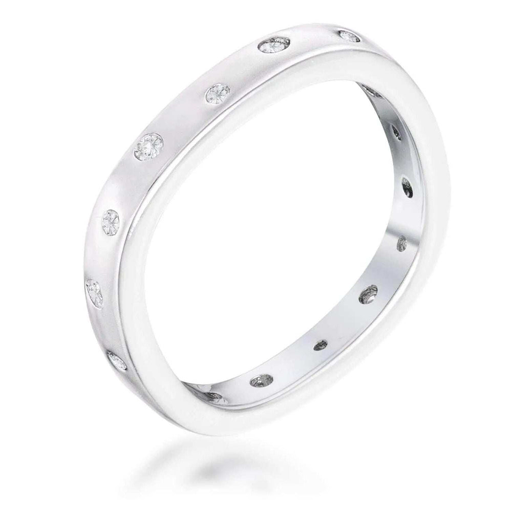 .23Ct Rhodium Plated Cz Speckled Square Shaped Stackable Band - JGI - Flyclothing LLC