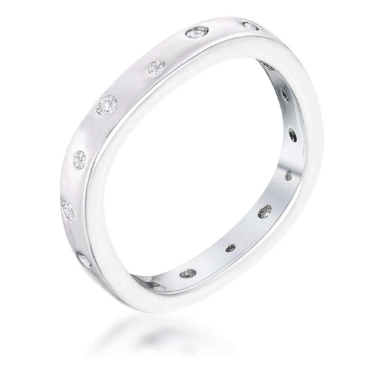 .23Ct Rhodium Plated Cz Speckled Square Shaped Stackable Band - JGI - Flyclothing LLC