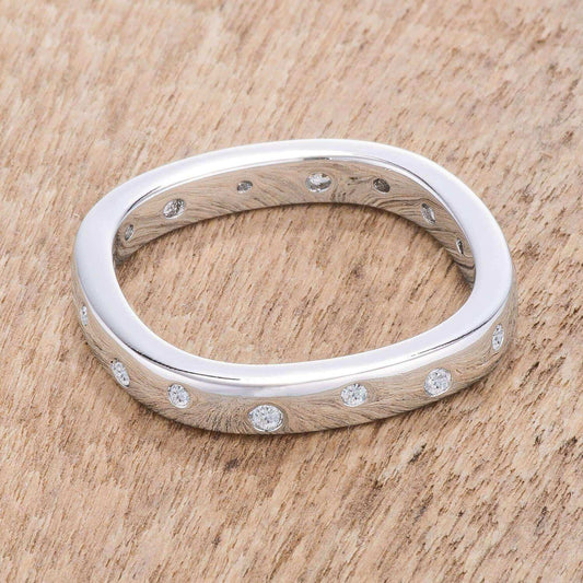 .23Ct Rhodium Plated Cz Speckled Square Shaped Stackable Band - JGI - Flyclothing LLC
