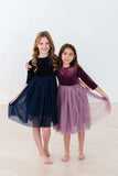 Light Navy Velvet Tutu Dress - Mila & Rose ® - Flyclothing LLC