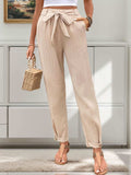 Tied High Waist Pants - Trendsi - Flyclothing LLC