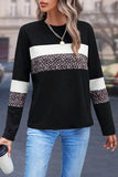 Leopard Round Neck Long Sleeve Blouse - Trendsi - Flyclothing LLC