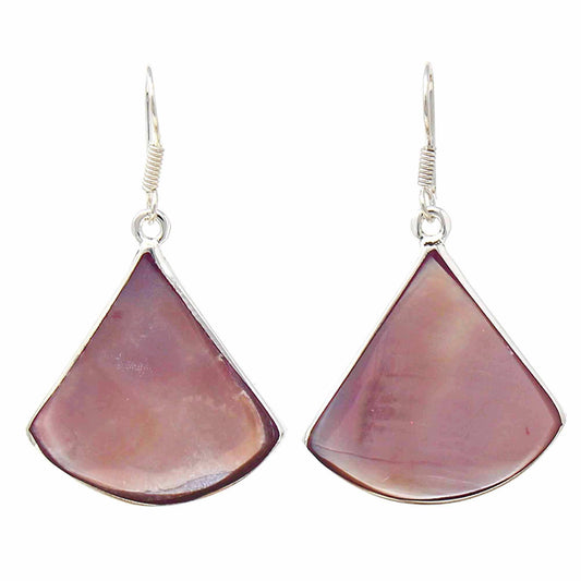 Pink Clam Shell Fan Drop Earrings - Artisana - Flyclothing LLC