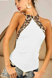 BiBi Triblend Leopard Halter Neck Tied Detailed Top - Trendsi - Flyclothing LLC
