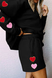 Heart Texture Round Neck Top and Drawstring Shorts Set - Trendsi - Flyclothing LLC