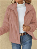 Full Size Zip-Up Long Sleeve Texture Jacket Plus Size - Trendsi - Flyclothing LLC