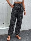 Printed High Waist Pants - Trendsi - Flyclothing LLC