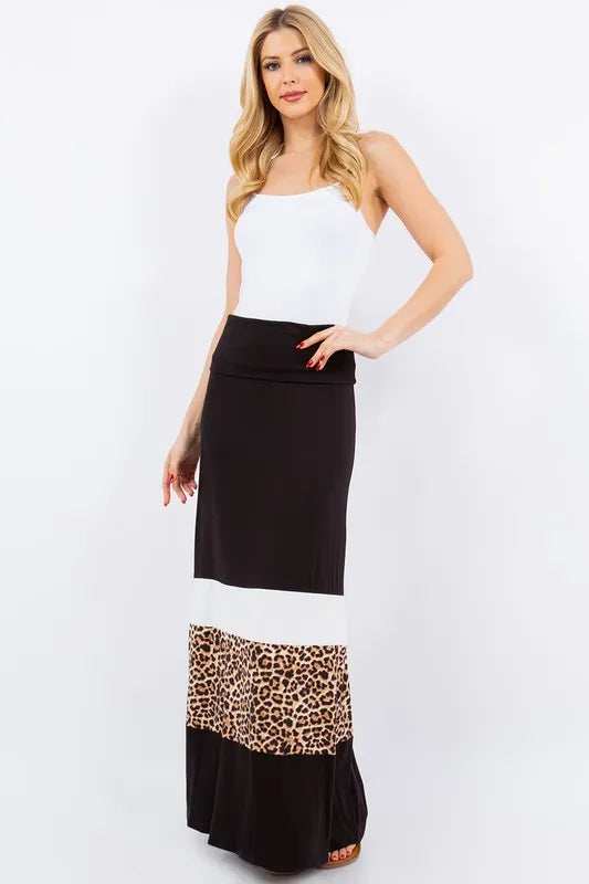 Celeste Full Size Leopard Color Block Tube Maxi Dress Plus Size - Trendsi - Flyclothing LLC