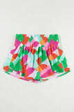 Smocked Contrast Print High Waist Skort - Trendsi - Flyclothing LLC