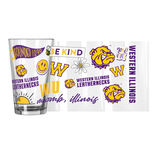 Western Illinois 16oz Native Pint Glass - Logo Brands - Flyclothing LLC