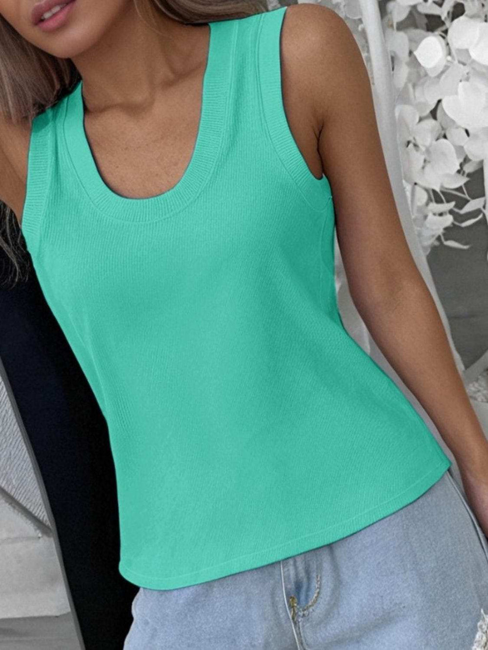 Solid Scoop Neck Tank - Trendsi - Flyclothing LLC