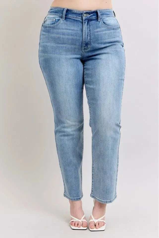 Judy Blue Plus Size High Waist Dad Jeans - Trendsi - Flyclothing LLC