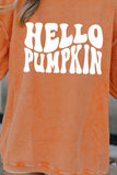 Round Neck Dropped Shoulder HELLO PUMPKIN Graphic Sweatshirt - Trendsi - Flyclothing LLC