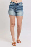 Judy Blue Full Size High Waist Star Seam Detail Denim Shorts Plus Size - Trendsi - Flyclothing LLC
