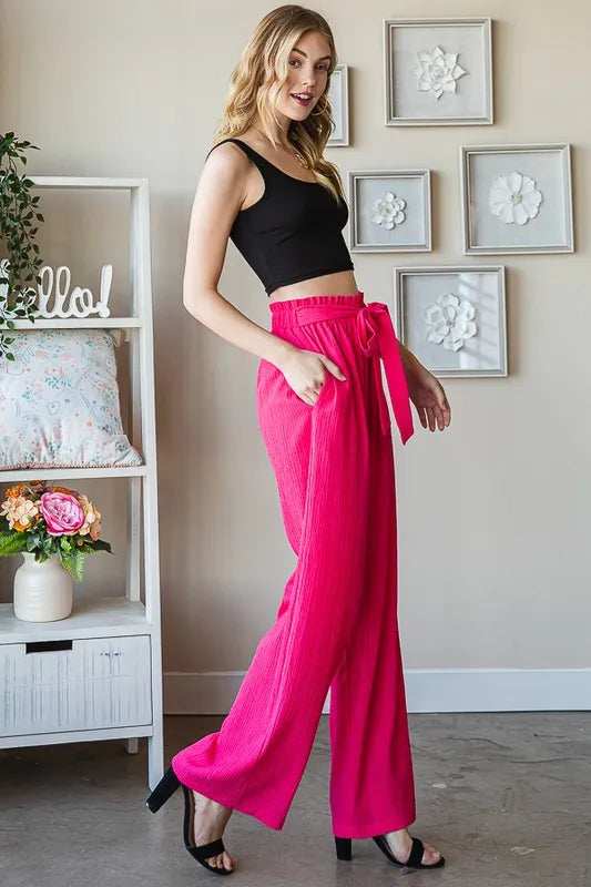 Heimish Full Size Front Tie Pants with Paperbag Waistband Plus Size - Trendsi - Flyclothing LLC