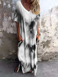 Full Size Pocketed Tie-Dye Short Sleeve Dress - Trendsi - Flyclothing LLC