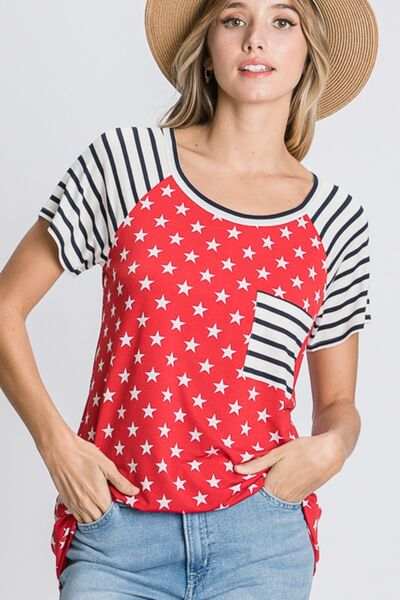Heimish Full Size Star & Striped Round Neck Short Sleeve T-Shirt Plus Size - Trendsi - Flyclothing LLC