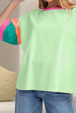 Color Block Round Neck Half Sleeve T-Shirt - Trendsi - Flyclothing LLC