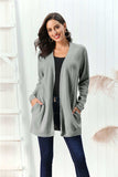 Cable-Knit Open Front Long Sleeve Cardigan - Trendsi - Flyclothing LLC