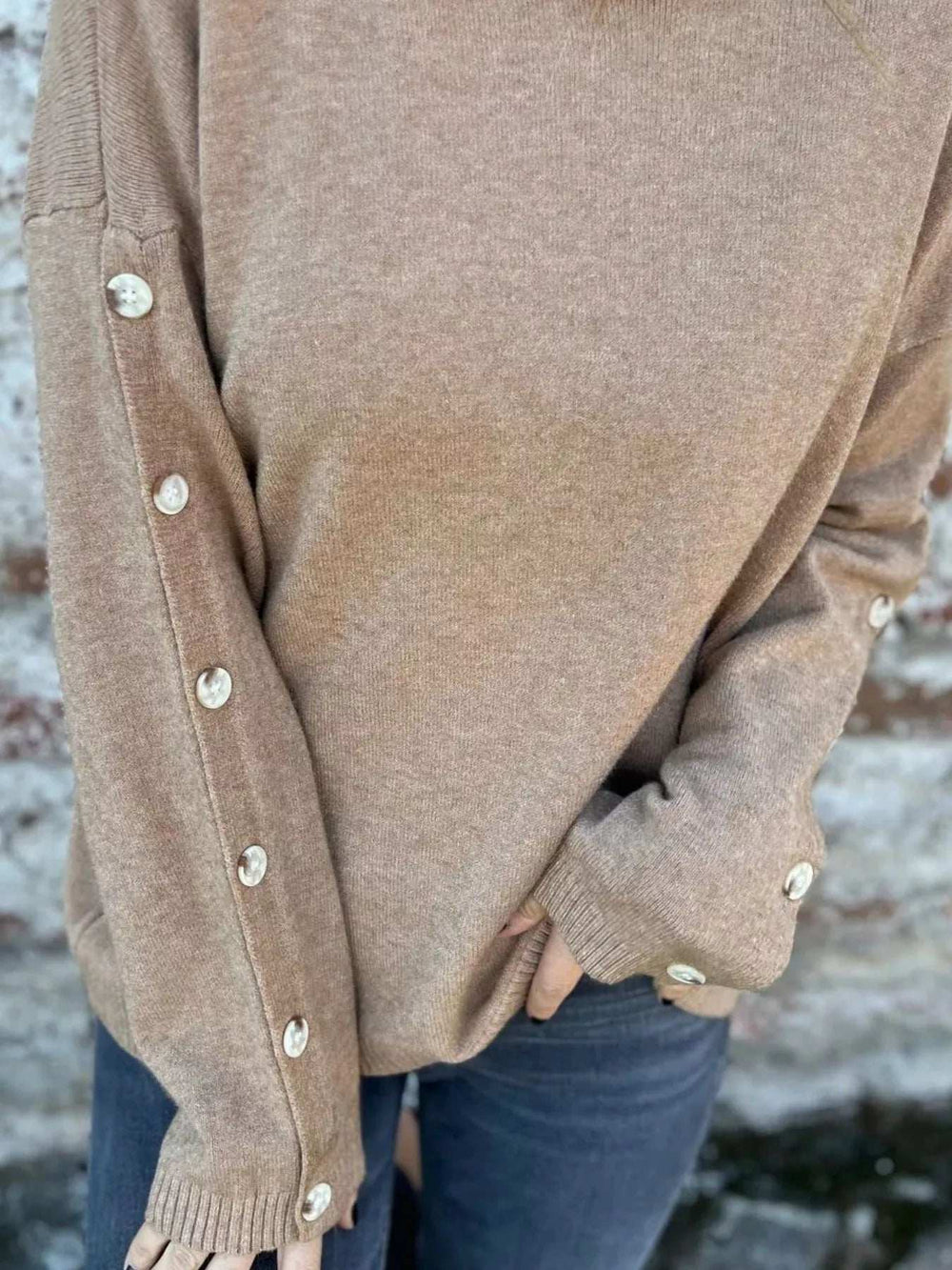 Full Size Turtleneck Long Sleeve Sweater Plus Size - Trendsi - Flyclothing LLC