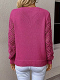 V-Neck Hollow-Out Sleeve Knit Sweater - Trendsi - Flyclothing LLC