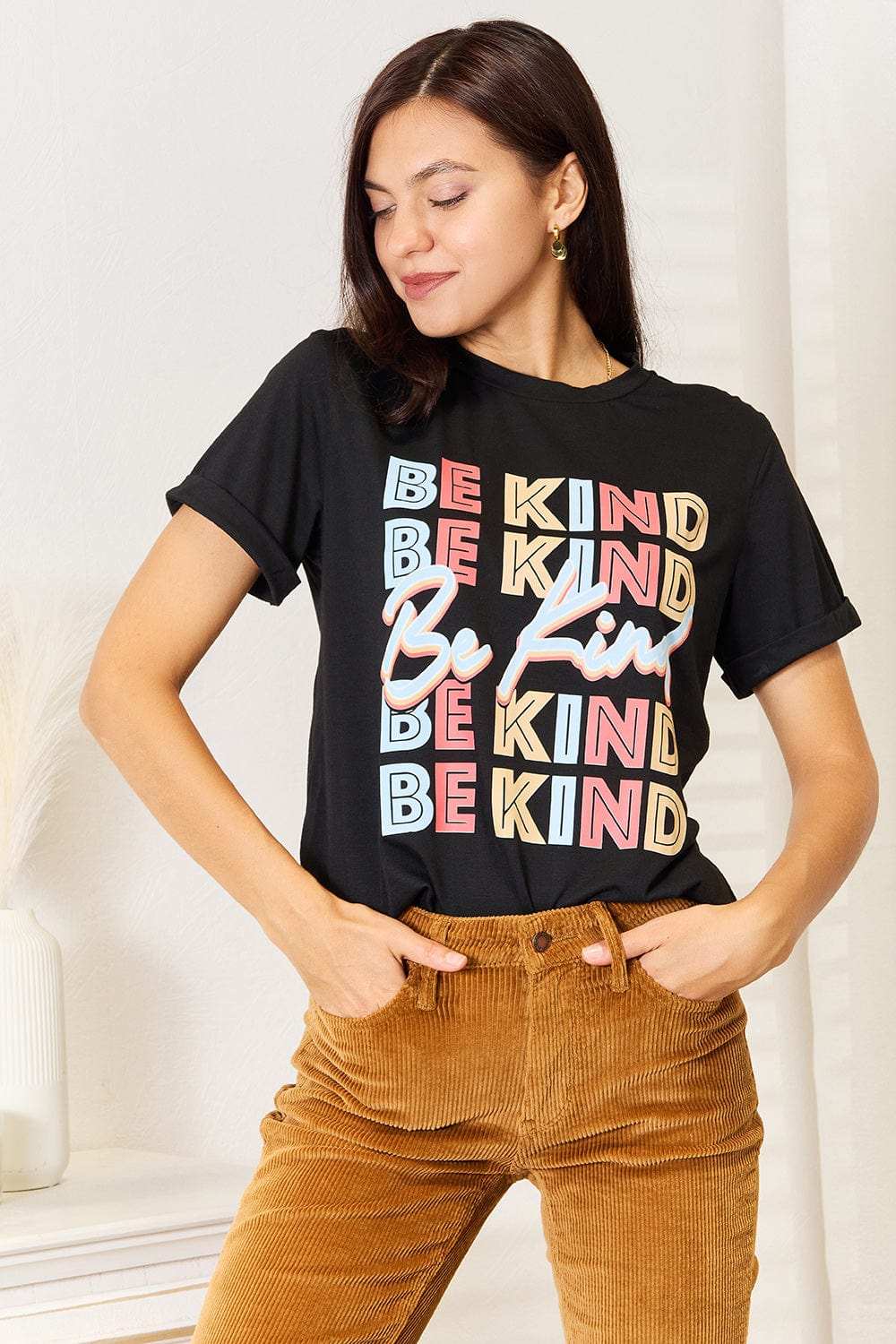 Simply Love BE KIND Graphic Round Neck T-Shirt - Trendsi - Flyclothing LLC