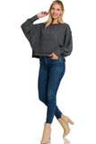 Zenana Brushed Melange Hacci Oversized Pullover - Trendsi - Flyclothing LLC