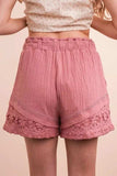 VERY J Lace Contrast Detail Woven Shorts - Trendsi - Flyclothing LLC