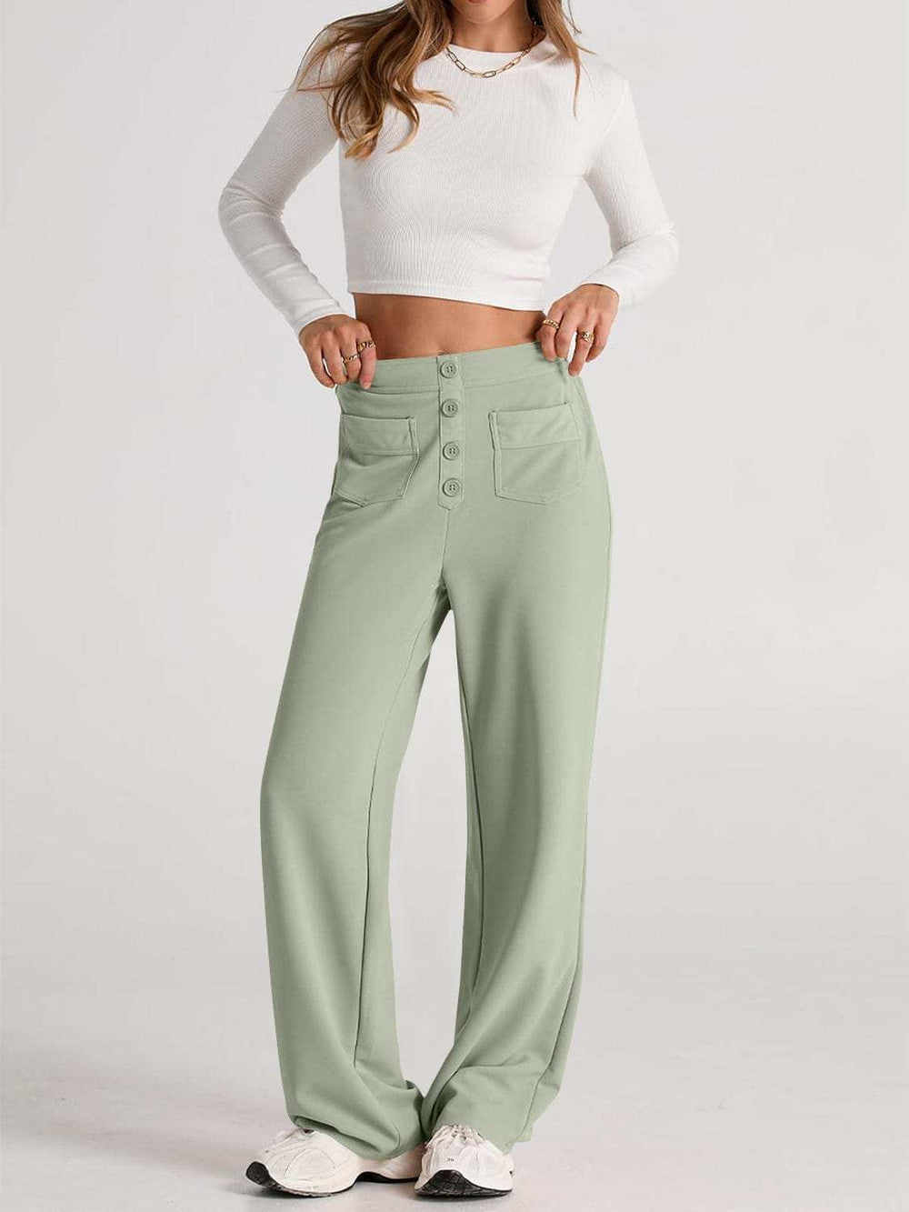 High Waist Wide Leg Pants - Trendsi - Flyclothing LLC