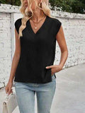 Lovelet Ribbed Slit V-Neck Sweater Vest - Trendsi - Flyclothing LLC