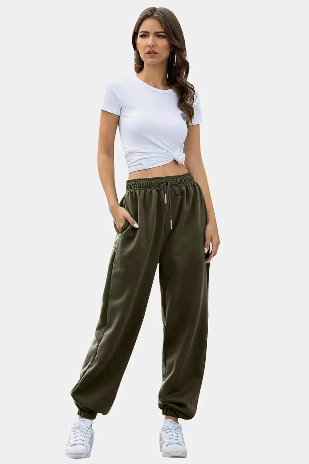 Elastic Waist Joggers with Pockets - Trendsi - Flyclothing LLC
